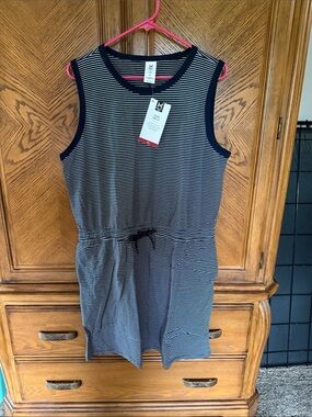 Members Mark Navy Striped Sleeveless T-shirt dress XL